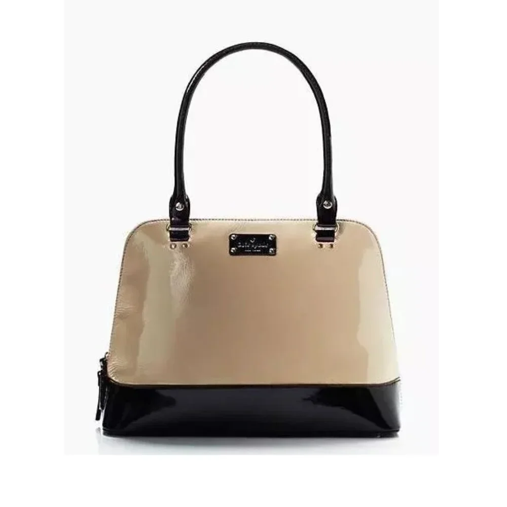 NWT Kate Spade Rachelle Wellesley Patent Leather Satchel--Cream and Black